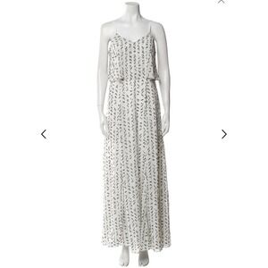 Halston Maxi Summer Dress Women Sz 2 Designer Geometric Pattern Spaghetti Straps